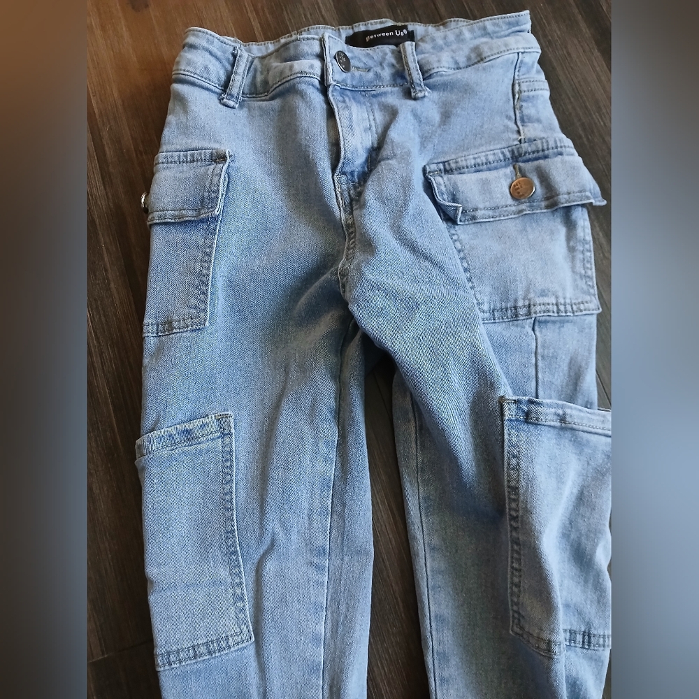 Denim Light Blue Cargo Jeans Skinny Fit- Size 1 - Picture 4 of 5